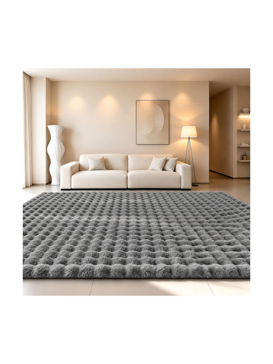 Rabbit Bubble Rechteckiger Fellteppich Dark Gre...
