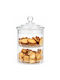 Elegant Transparent Glass Candy Dish Tiered 2 Compartments A Lid – Decorative Container Sweets Pralines