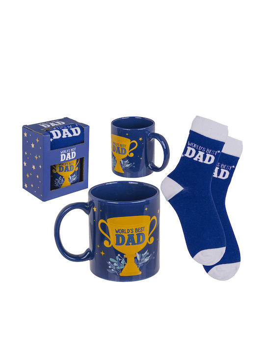 Out Blue Ανδρικό Σετ Δώρου Κούπα Κάλτσα World's Best Dad 78-8438 Μπλε
