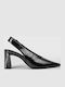 Pointed Toe Patent Leather Heels Black