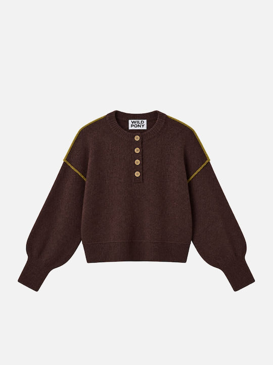 Wild Pony Дамски пуловер с дълъг ръкав Brown Green