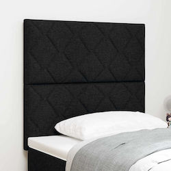 vidaXL LED Kopfteil Stoff Schwarz 90 x 128 cm