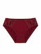 Bordeauxfarbener Damen-Slip aus Baumwolle mit Spitze