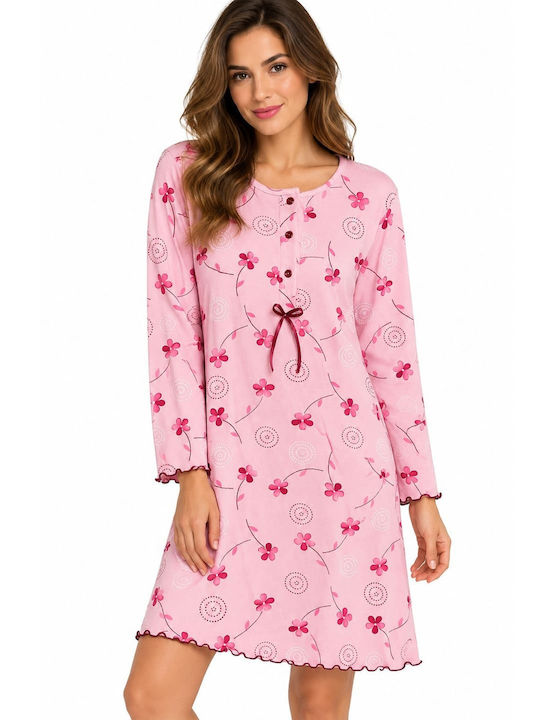 Nina Club Winter Women's Nightgown Dark Pink