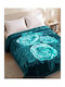 Olia Home Velvet King Size Blanket 220x240cm Mint Petrol