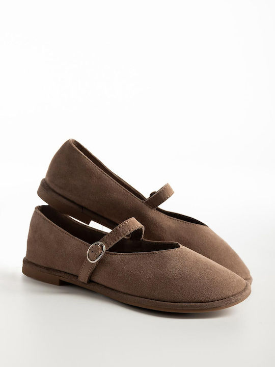 Bozikis Wildleder Damen-Ballerinas mit Riemchen...
