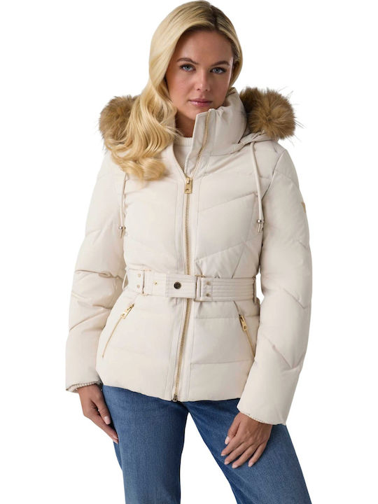 Guess Fatema Short Women's Puffer Jacket for Winter Cream