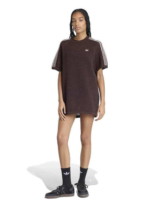 adidas Originals Πλεκτό Φόρεμα Αθλητικό Καφέ