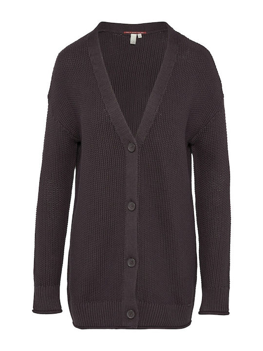 Long Women's Knitted Cardigan Purple