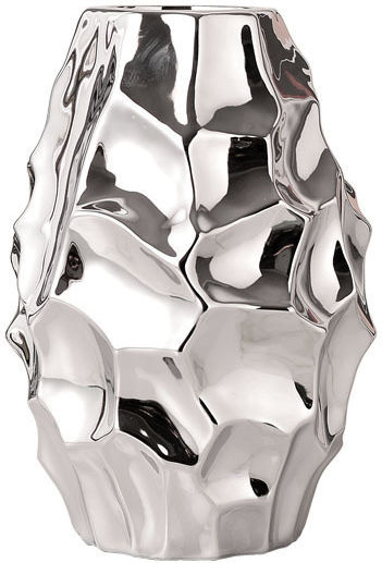 Marhome Decorative Vase Ceramic Asymmetrical Honeycomb Silver 19x19xH25.5cm