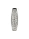 Marhome Decorative Ceramic Wavy Ribbed Silver Vase 14x14xH43.5cm