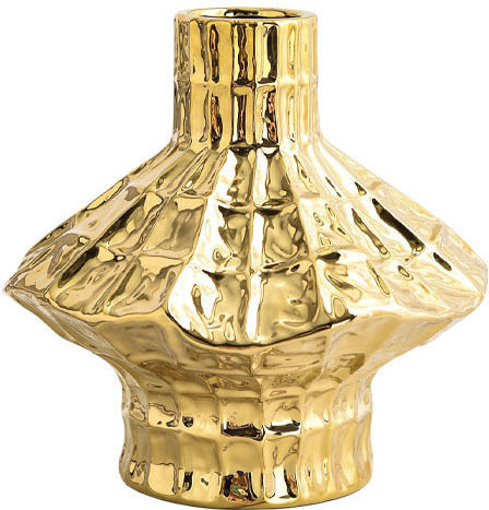 Marhome Decorative Ceramic Vase Spiral Abstract Gold 22.5x22.5xH22.5cm