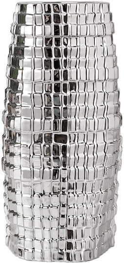 Marhome Decorative Ceramic Mosaic Effect Silver Vase 15x15xH30cm