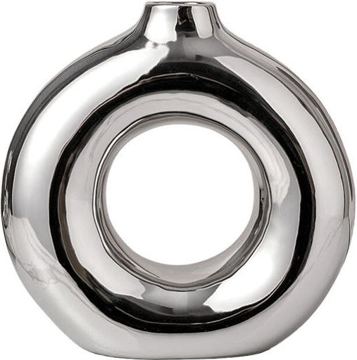 Marhome Decorative Ceramic Vase Circle With Hole Silver W25.5xH25.5cm