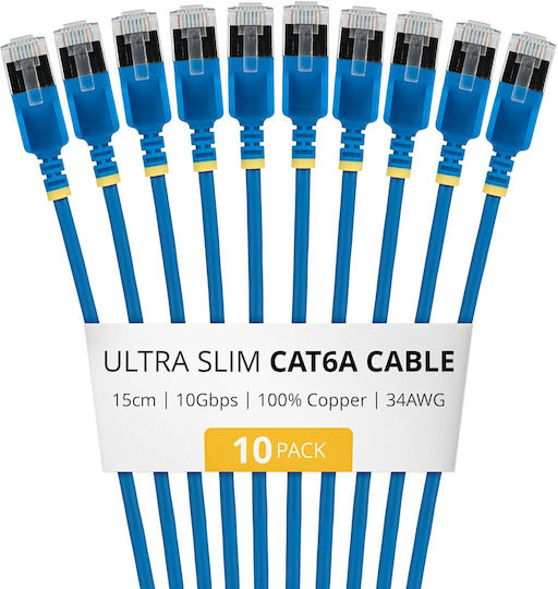 StarTech Flat U/UTP Cat.6a (Gigabit) Ethernet Network Cable 0.15m Black 10 Pieces