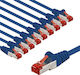 Goobay S/FTP Cat.6 (Gigabit) Καλώδιο Δικτύου Ethernet 1m Μπλε 10τμχ