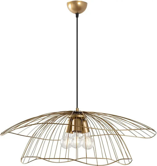 Opviq Mantar Hängende Deckenleuchte Gold mit E27-Fassung 70x70x124 cm