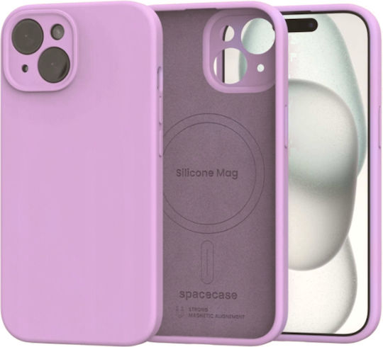 Калъф за iPhone 15 Spacecase Silicone Mag Case от силикон MagSafe Lavender 5905719142742
