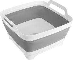 Chiuvetă Pliabilă, Dop de Scurgere, Mânere pentru Transport, Alb Gri, 12 l, 7–20 cm Lampa L4072.2