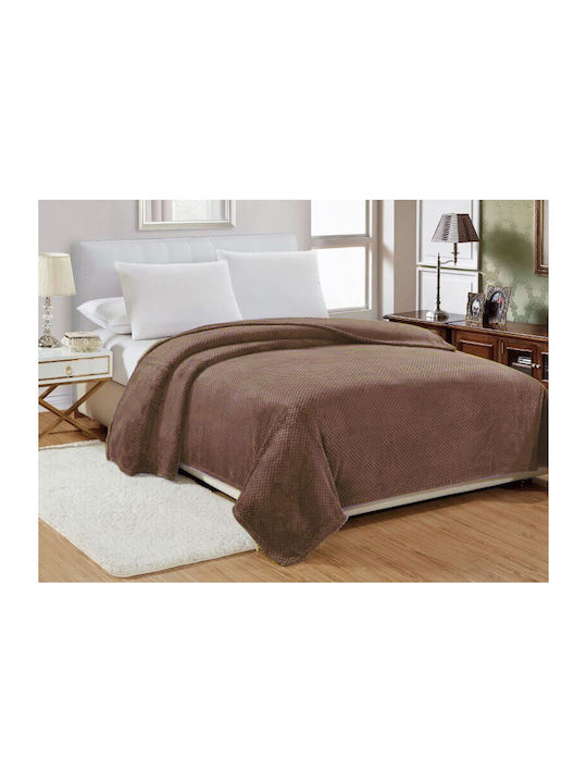 Popcorn Velvet Double Blanket 220x240cm Brown