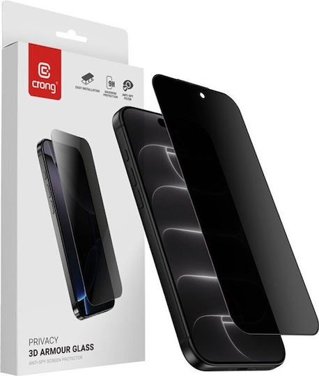 Crong Privacy 3D Armour Glass Folie de Sticlă Securizată Privacy pentru iPhone 18 Pro Crgp3dagip1863p