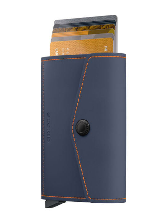 Wallet Matte Δερμάτινο Ανδρικό Πορτοφόλι με RFID Μπλε
