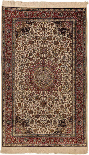 Handmade Rectangular Silk Beige Rug 94x151cm