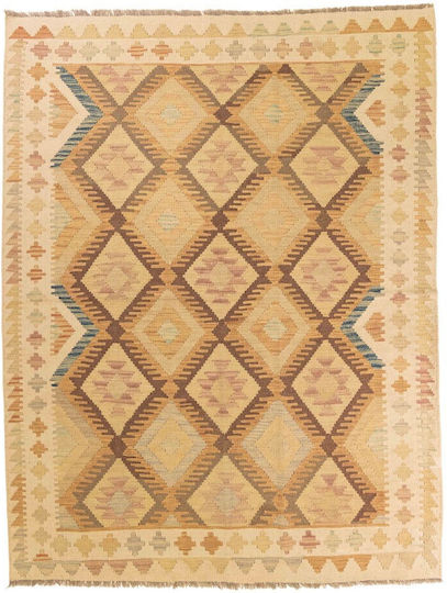 Kilim Χειροποίητο Χαλί Ορθογώνιο Μπεζ 145x195cm