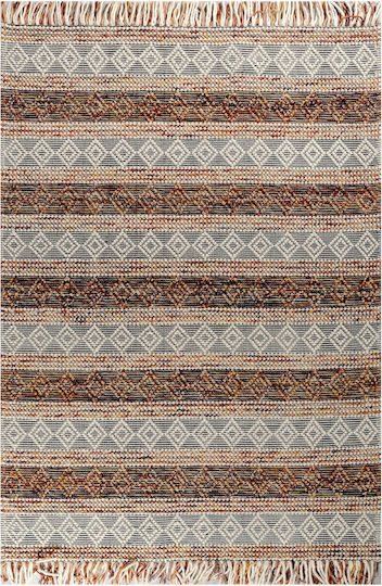 Nomad Handgefertigter Wollteppich Läufer mit Fransen Gelb 80x150cm
