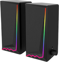E-1064 Компютърни говорители 2.1 с RGB осветление и мощност 3 W, черни E-1064 Компютърни говорители 2.1 с RGB осветление и мощност 3 W, черни