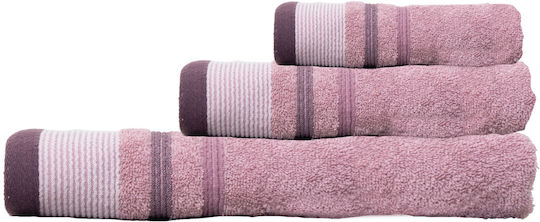 Viopros Bath Towel Set 3 pcs Pink 500 gsm Weight