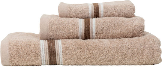 Viopros Bath Towel Set 3 pcs Beige 450 gsm