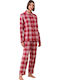 Harmony Winterliches Damen-Pyjama-Set aus Baumwolle Schwarz