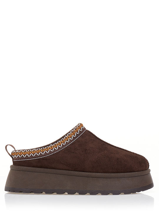 Tsoukalas Suede Clogs Women's Slippers Brown