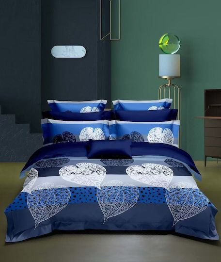 Kraft World King Size Bed Sheet Set with Elasticated Fitted Sheet 220x240+25cm Blue (4 pcs)