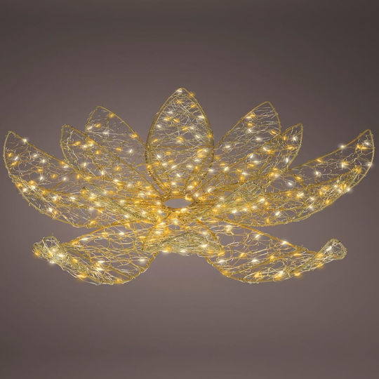 Illuminated Christmas Metal Decorative Tree 58 cm for Outdoor Use Electric Gold Flower
