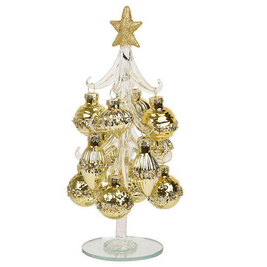 Christmas Decorative Glass Tree 20cm Adorned Transparent