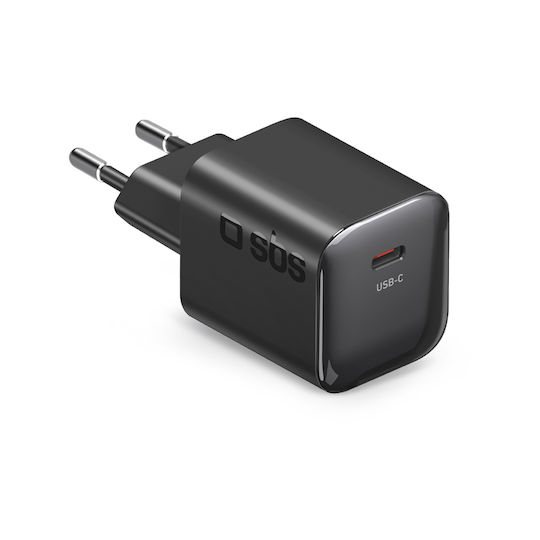 SBS Wireless Charger with USB-C Port 30W Power Delivery Black (TETRGAN1C30WK)