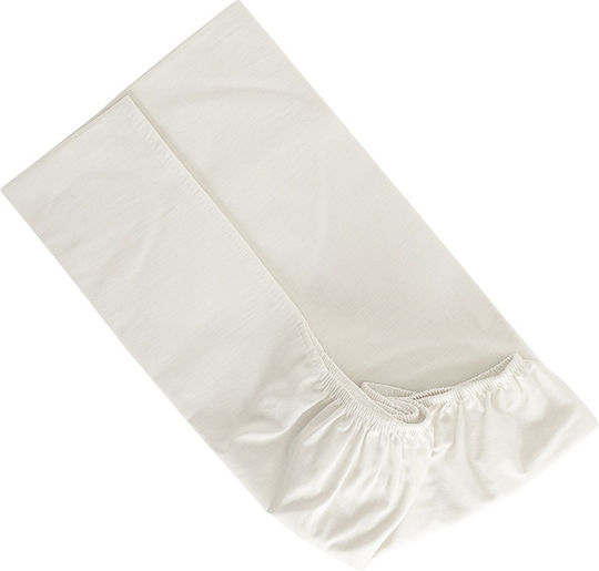 Lorelli Baby Cotton Fitted Crib Sheet Uni Ecru 98x65cm
