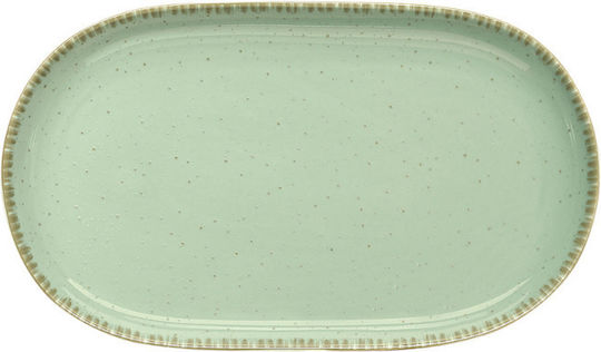 Dot Πιάτο Ρηχό Οβάλ από Πορσελάνη Πράσινο 33x19cm