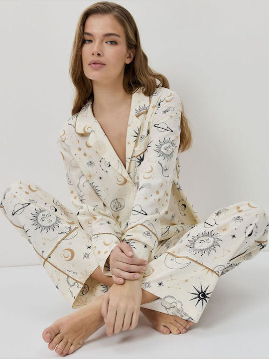 Aruelle Winterliches Damen-Pyjama-Set in Ecru