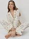 Aruelle Winterliches Damen-Pyjama-Set in Ecru