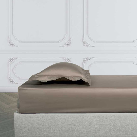 24home.gr Чаршаф King Size с Ластик 180x200+35 см Сив