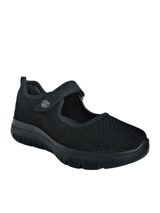Laura Azana Damen Ballerinas Mary Jane Anatomisch mit Riemchen Schwarz