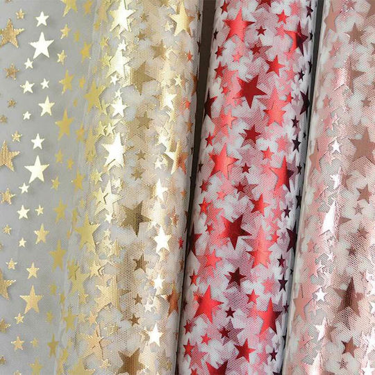 Metallic Big Stars Tulle Fabric 50cm X 9m T802-50