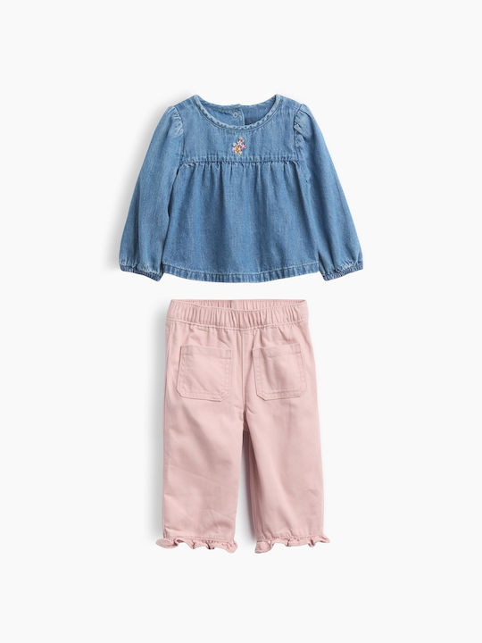 Set pentru copii cu pantaloni, 2 bucăți, roz