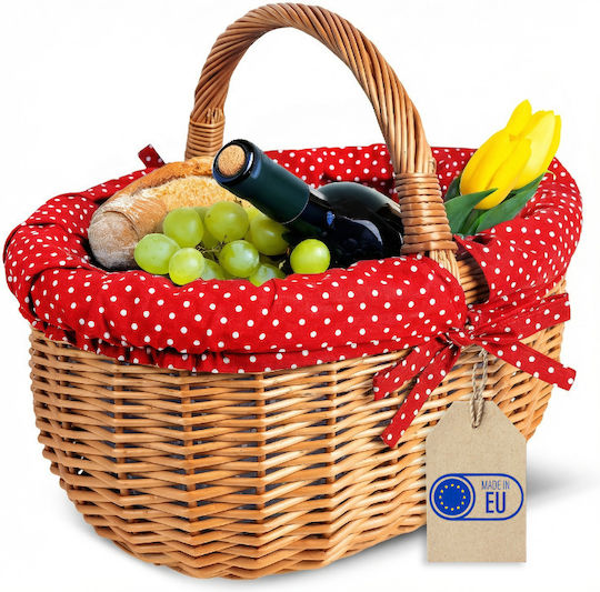 Creative Διακοσμητικό Καλάθι Ψάθινο Κόκκινο 43x32x37εκ.