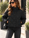 Long Women's Puffer Jacket for Winter Black