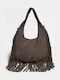 Women's Suede Shoulder Bag with Fringes Puro