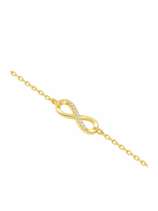 Ios Women's Bracelet with Infinity Design in Gold-Plated Silver with Zircon